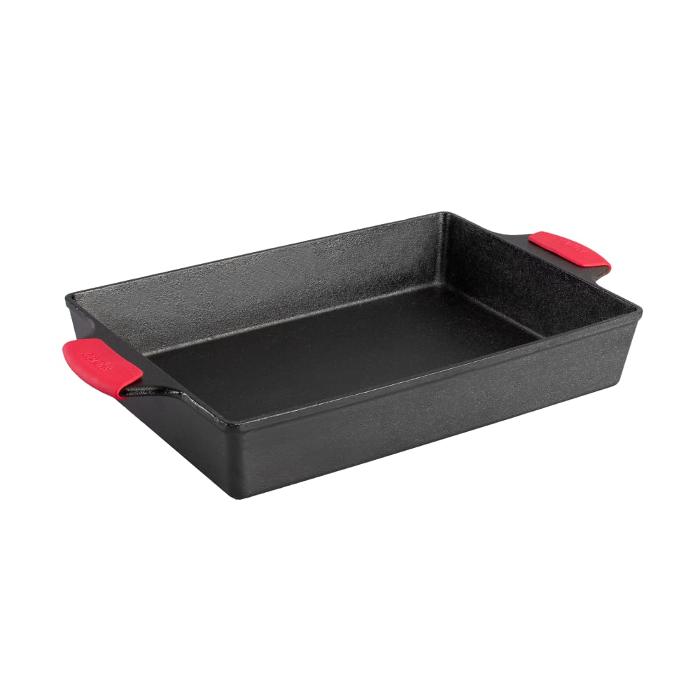 261-BW13CA1 Rectangular Cast Iron Casserole Pan w/ Silicone Grip Handles - 9" x 13"