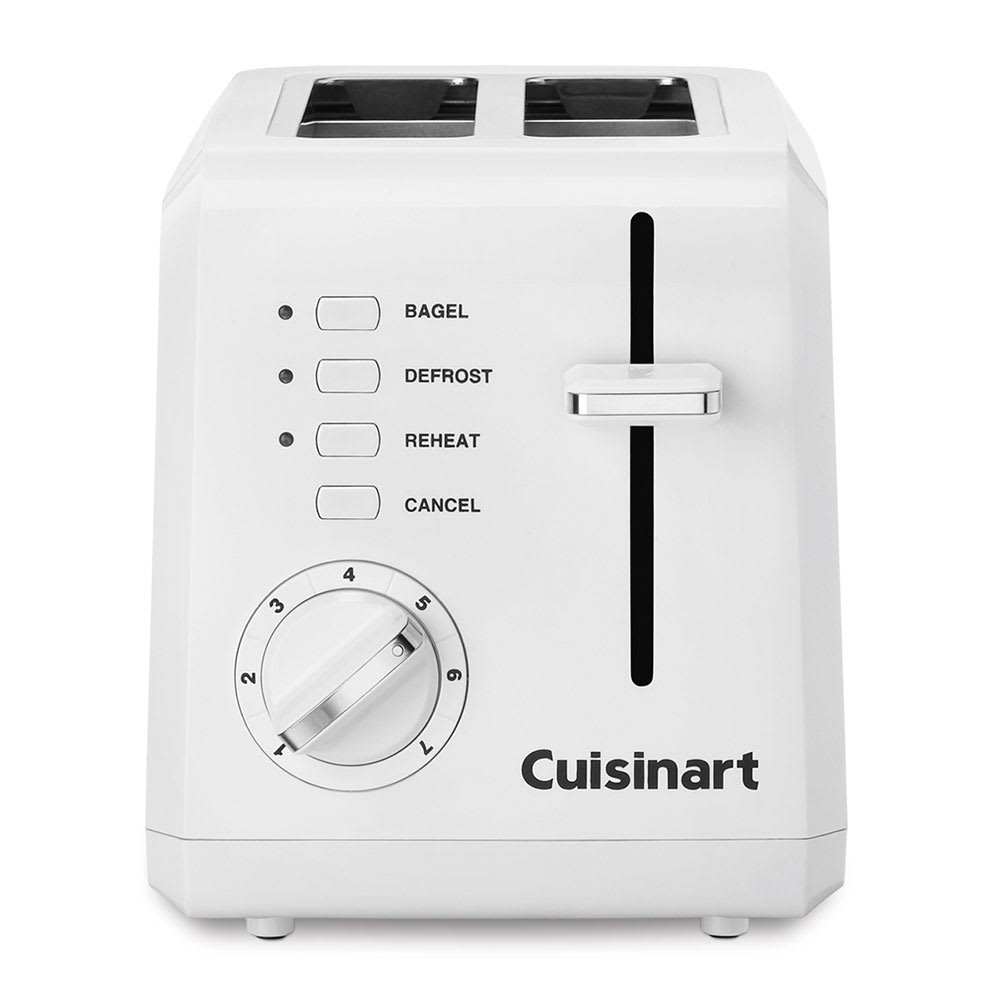 141-CPT122WH 2 Slice Toaster w/ 1 1/2" Slots - (3) Controls & 7 Setting Dial, White/Stai...