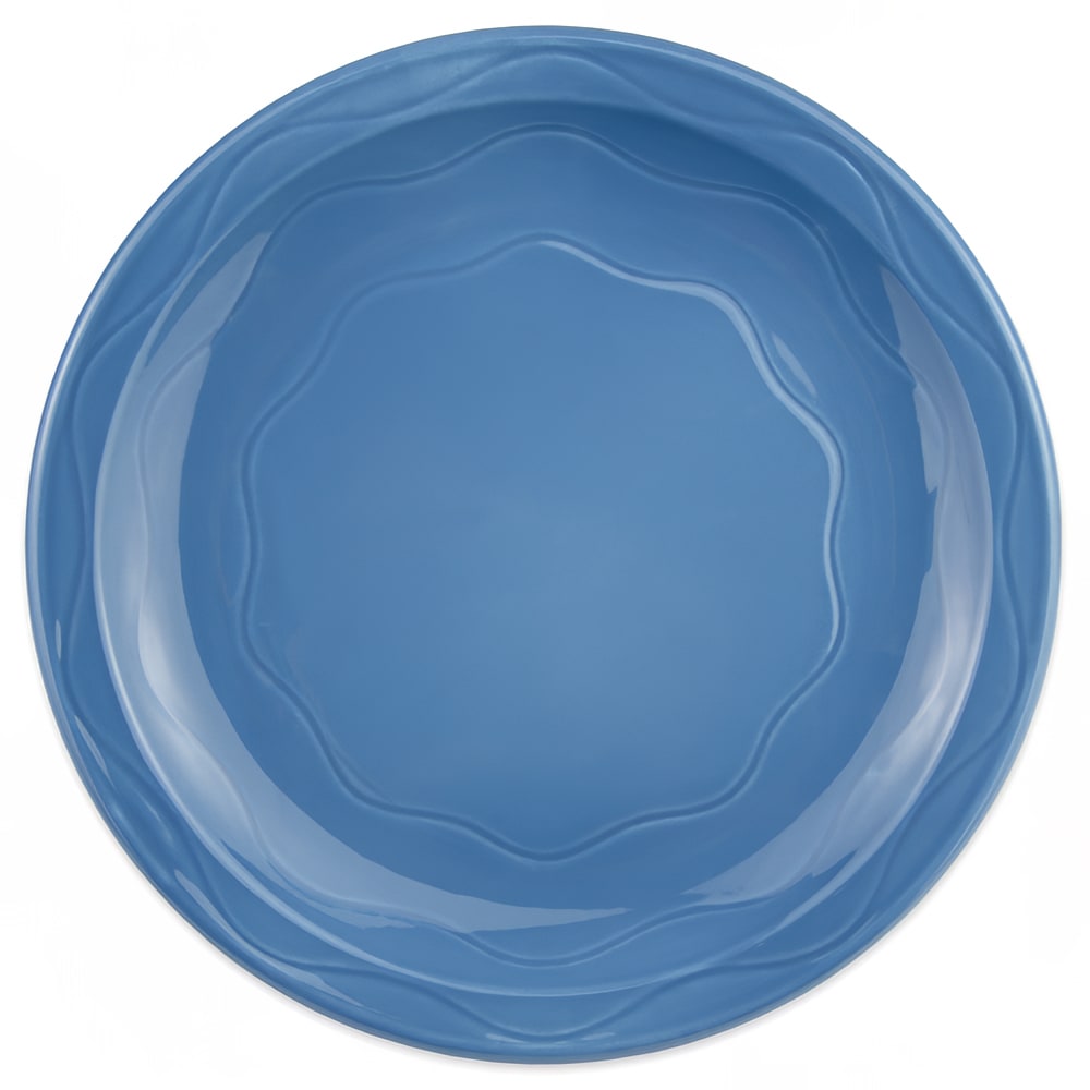 024-903032011 10 1/4" Round Plate w/ Cantina Carved Pattern & Shape, Flint Body, Blueber...