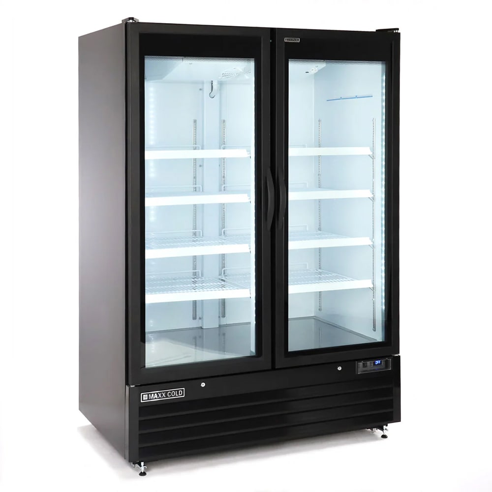 763-MXGDM50FBHC 54" X-Series Two Section Display Freezer w/ Swing Doors - Bottom Mount Compr...
