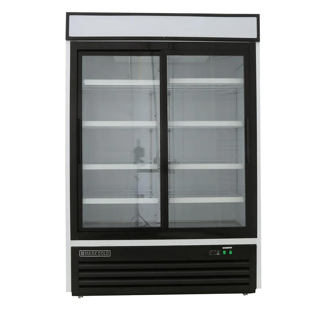763-MXM248RSHC 54" X-Series Two Section Glass Door Merchandiser - (2) Sliding Doors, White,...
