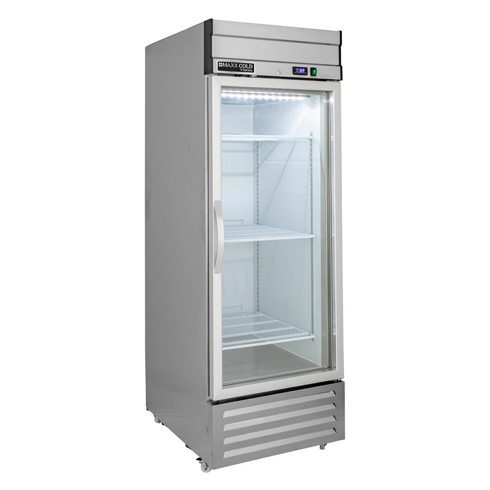763-MVR23GDHC 27 1/5" V-Series One Section Reach In Refrigerator, 1 Right Hinge Glass Door,...
