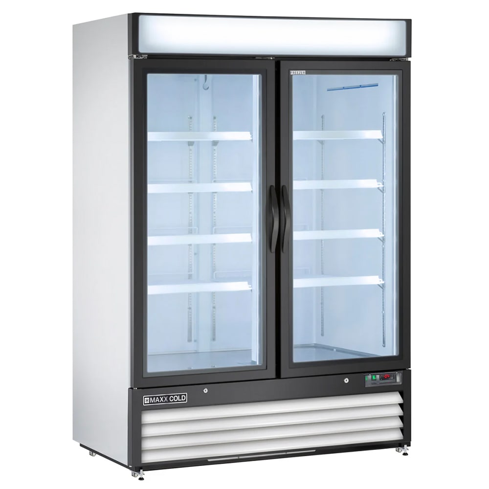 763-MXM248FHC 54" X-Series Two Section Display Freezer w/ Swing Doors - Bottom Mount Compres...
