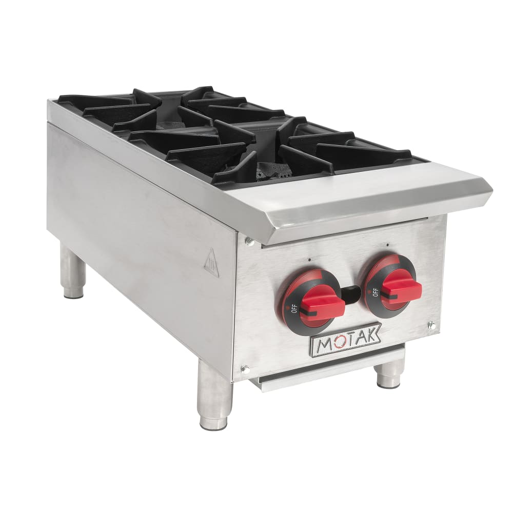 895-HP12 12" Gas Hotplate w/ (2) Burners & Manual Controls, Convertible