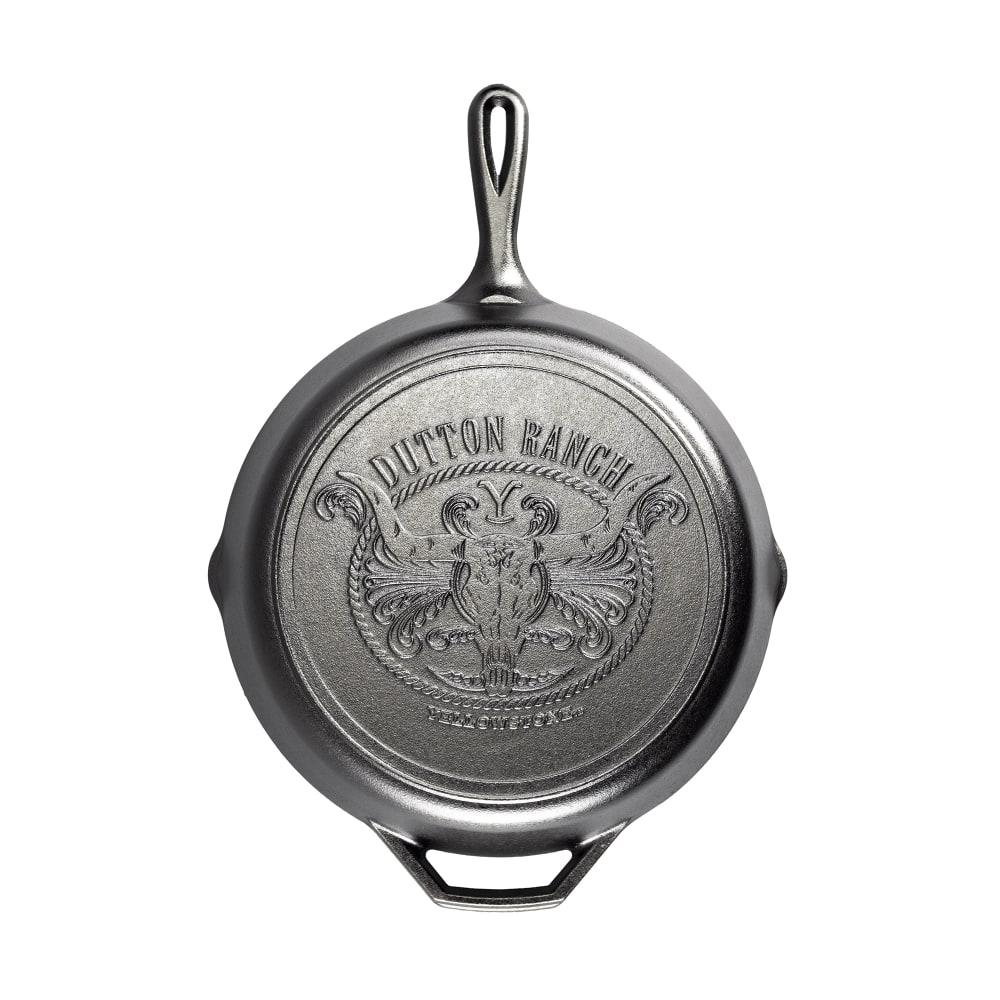 261-L10SKYW 12 9/16" Round Yellowstone Cast Iron Skillet, Steer