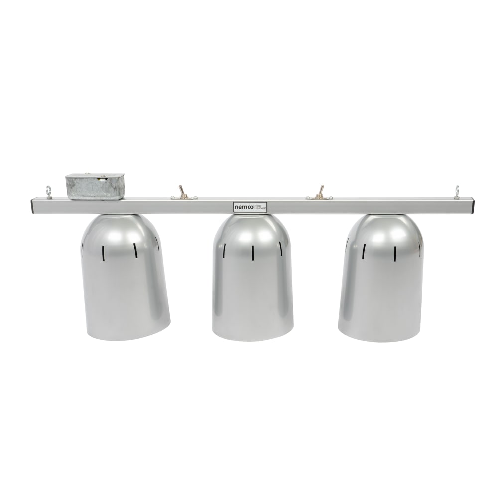 128-60063 30 3/4" Track Mount Heat Lamp w/ (3) Lamps - Lower Switch, Silver, 120v