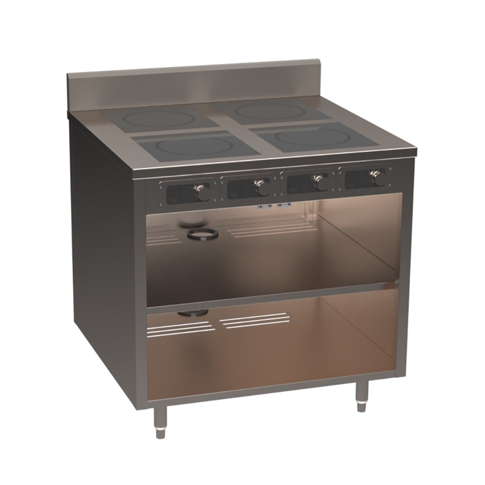315-BOH1800 36" Cooking Cart w/ (4) Induction Stove, Silver