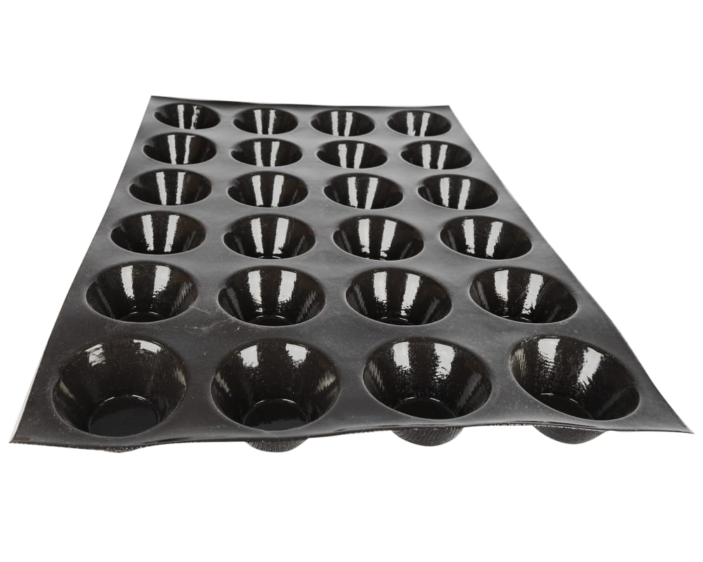 347-336045 Flexipan® Mini Round Muffin Mold w/ 24 Sections - Silicone, Black