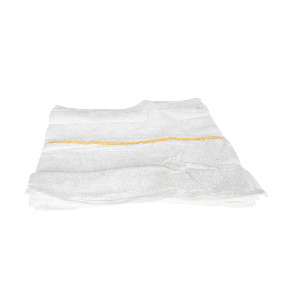 094-700BRTGLS White Cotton Bar Towel w/ Gold Stripe, 16" x 19"