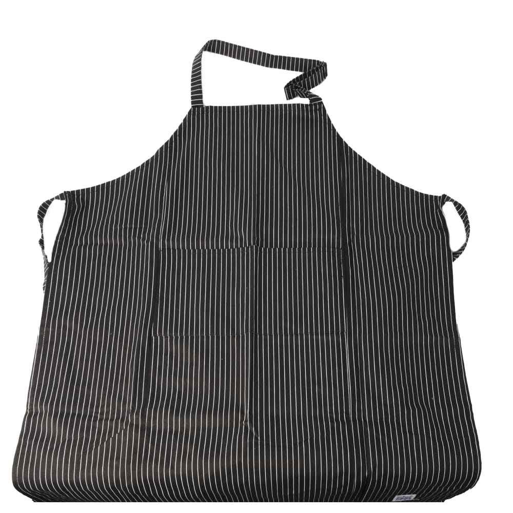 094-619BAWS Cotton Pinstripe Bib Apron, 29 x 38", White / Black