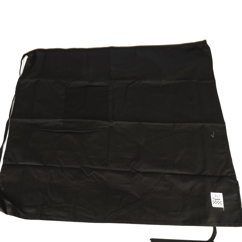 094-607BABK Bistro Apron, Heavyweight 50/50 Twill, 30"  x 33", Black