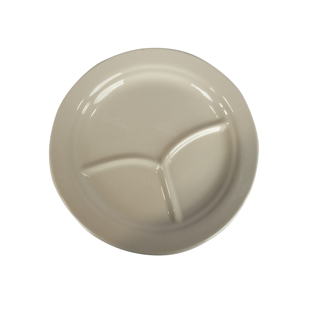 024-950093763 10" Round Divided Plate, 3 Compartments, Flint Pattern & Body Color