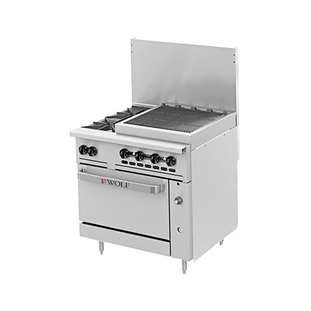 290-C36S2B24CBNG 36" 2 Burner Gas Range w/ Charbroiler & Standard Oven, Natural Gas
