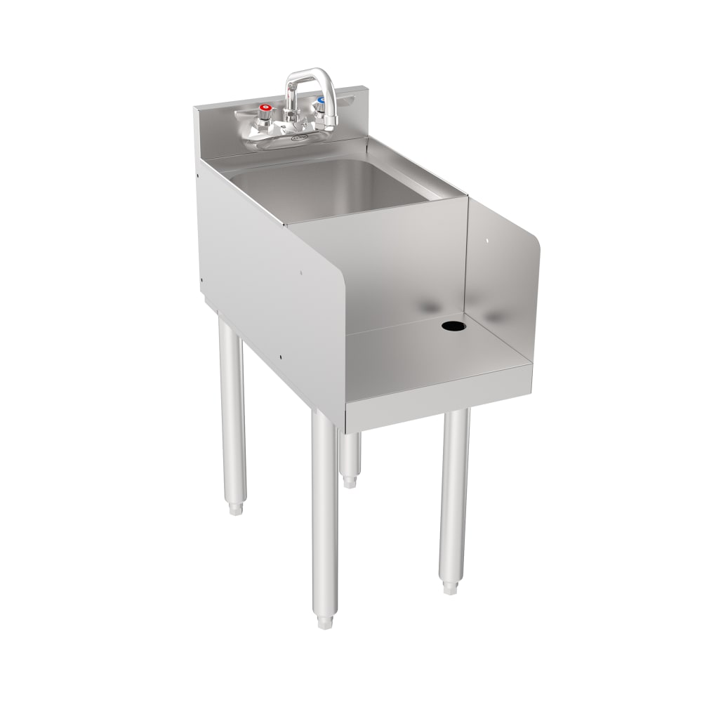 381-1812BD 12" Silver Series Underbar Blender Station w/ Dump Sink & Faucet -3" Bac...