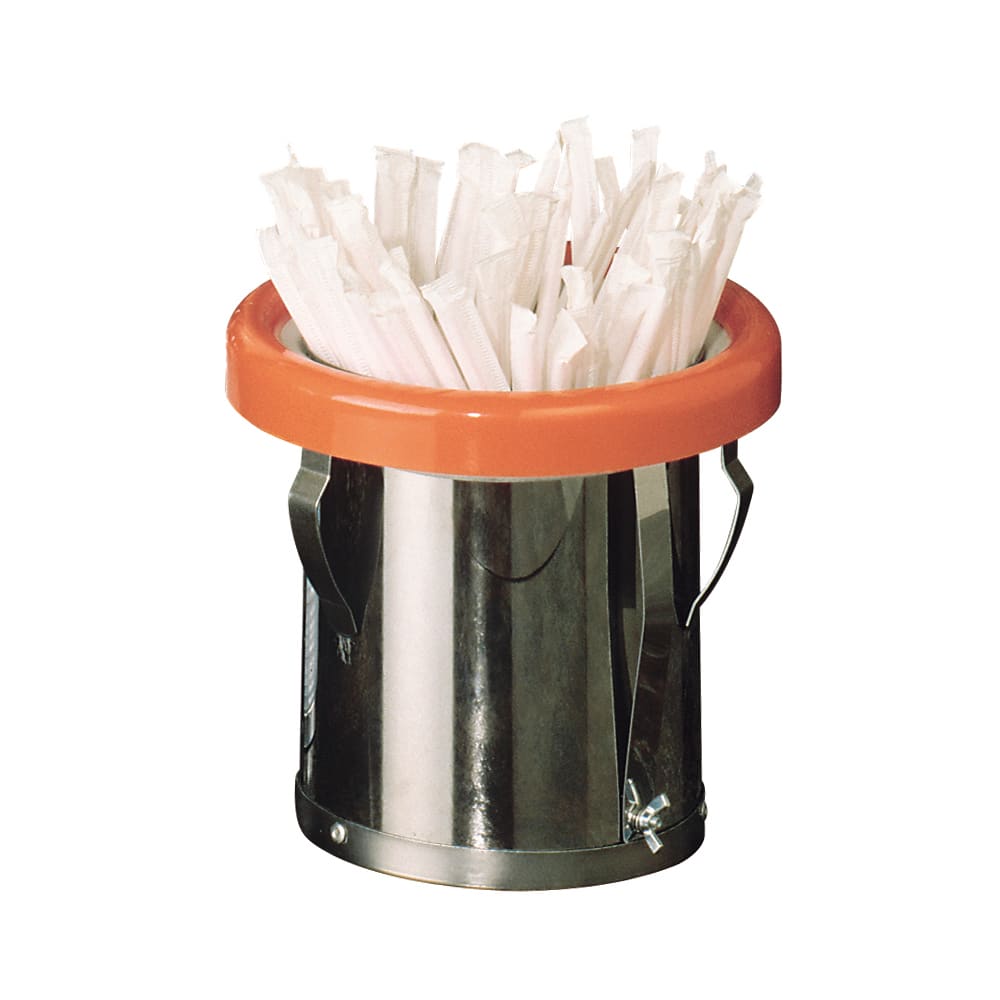 623-1003989 1 Compartment Straw Holder - 6 3/5", Silver
