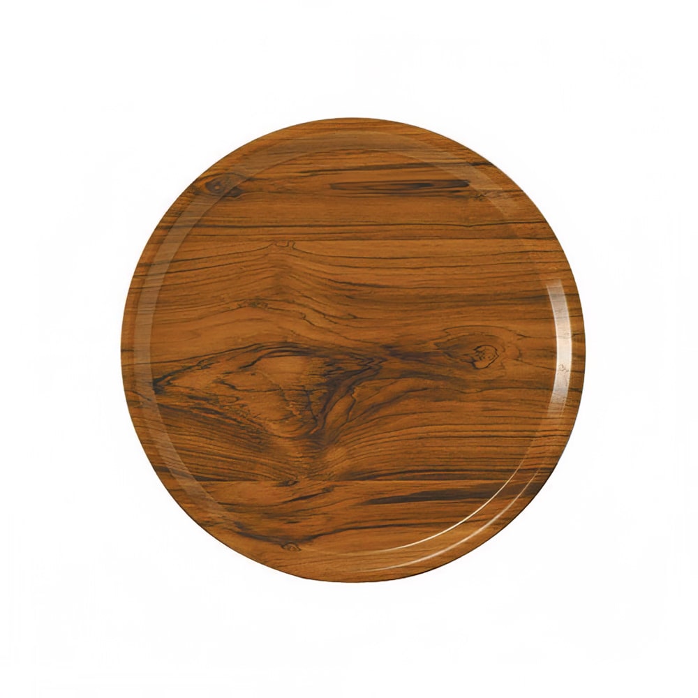144-1550304 16" Round Serving Camtray - Low Profile, Fiberglass, Country Oak