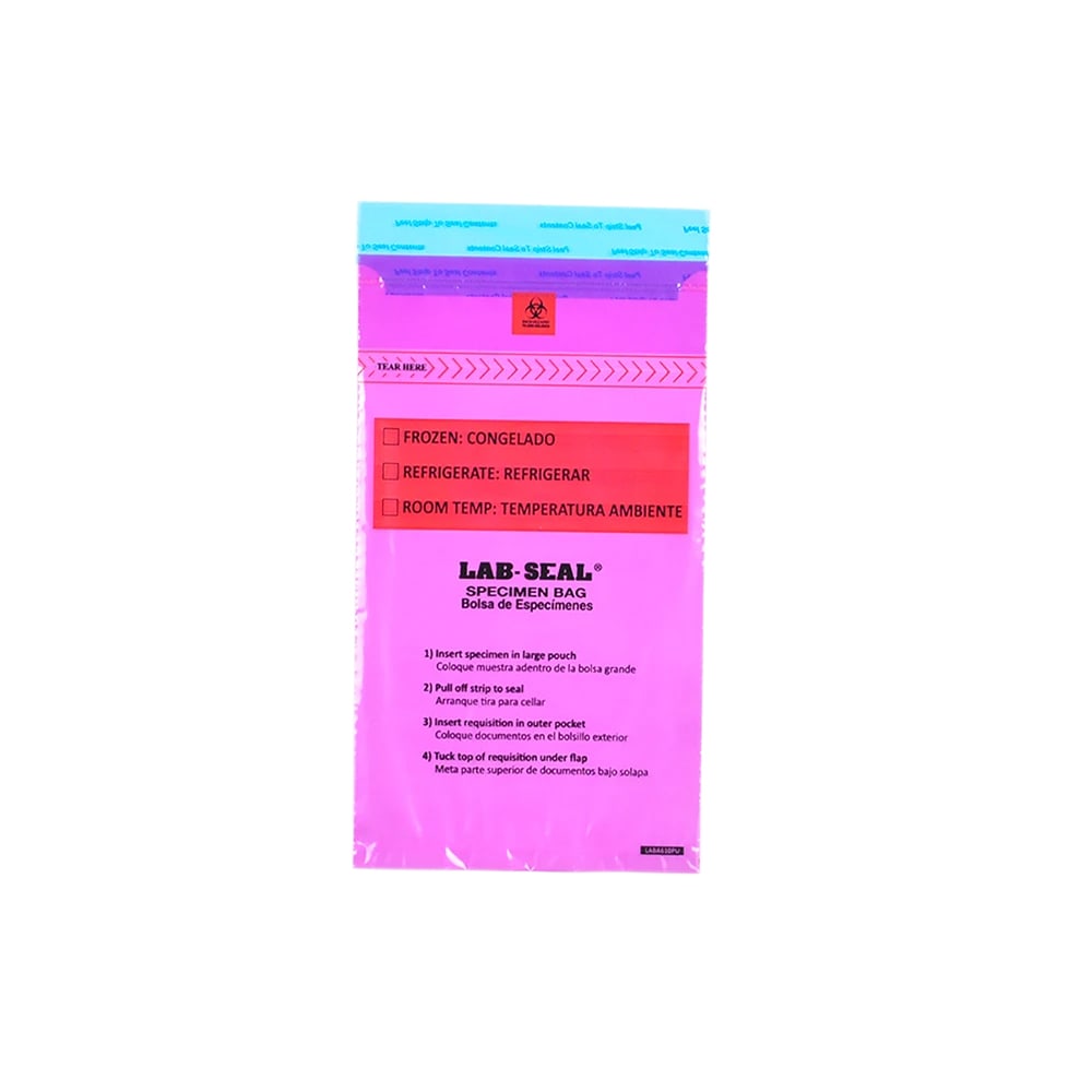 909-LABA610PU Lab Seal® Specimen Bags w/ Removable Biohazard Symbol - 10" x 6", Polyeth...