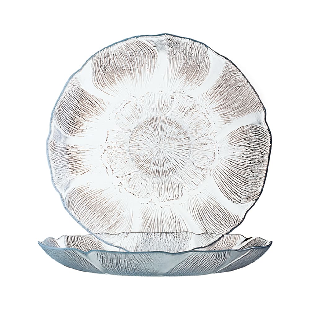 450-J0856 9" Round Fleur Dinner Plate - Glass, Clear