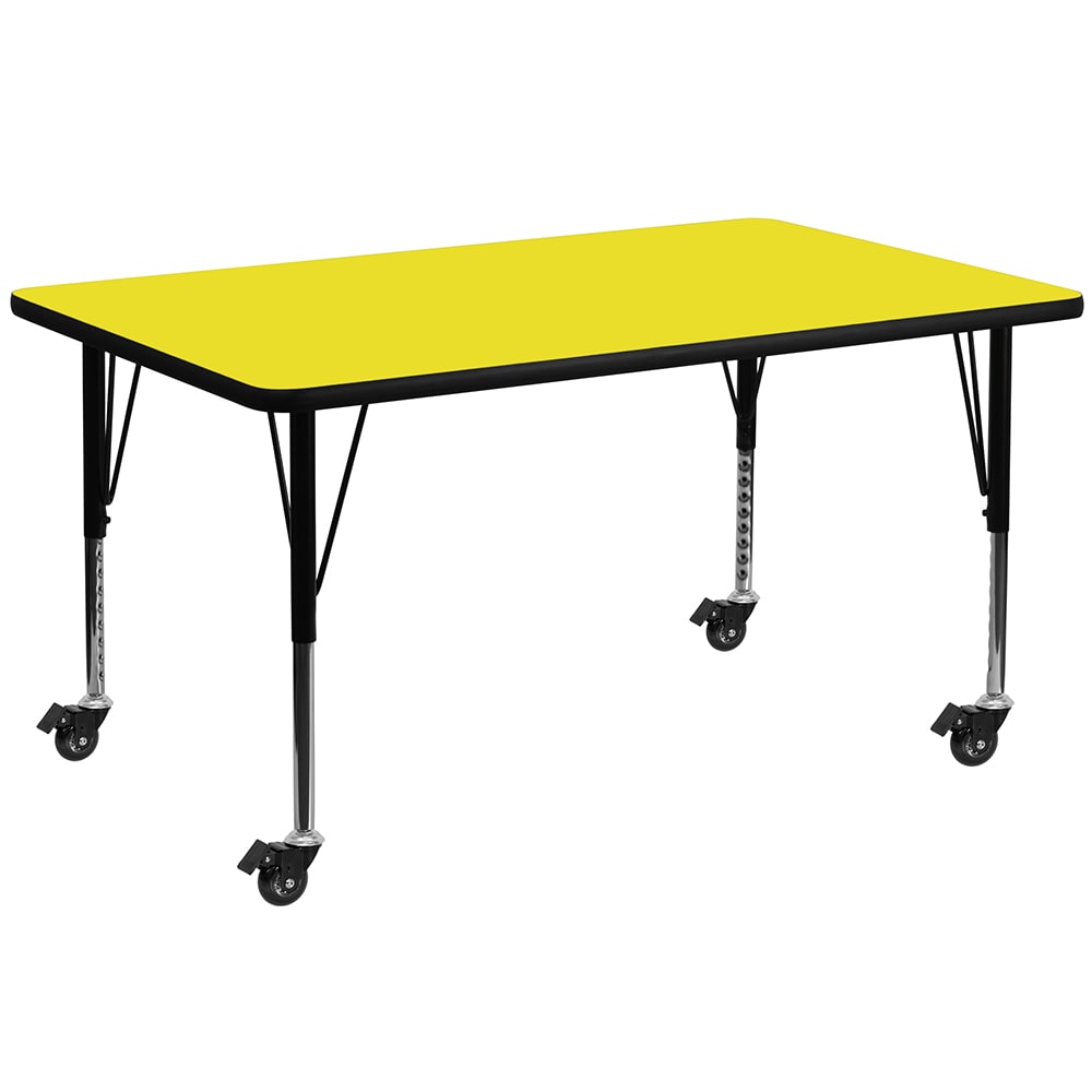 916-XA2448RYELHPCAS Rectangular Mobile Activity Table - 48"L x 24"W, Laminate Top, Yell...