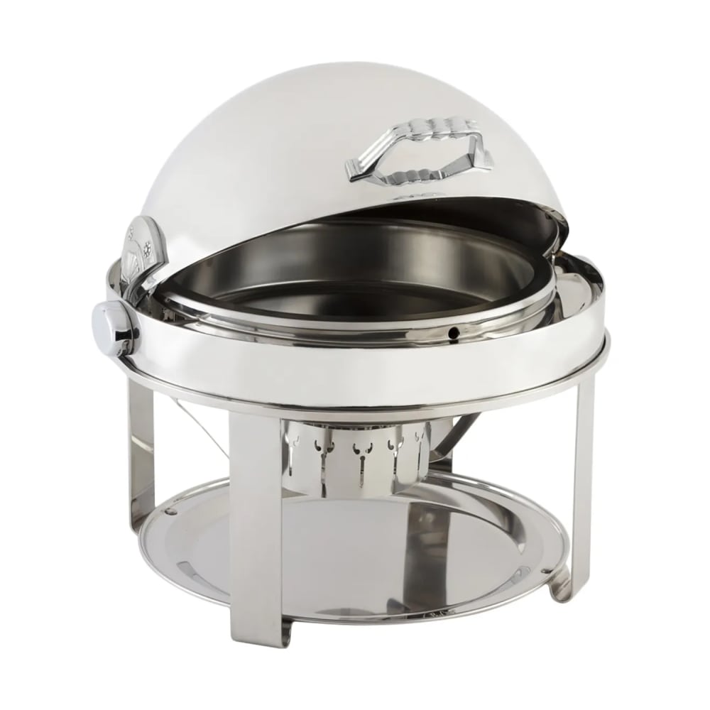 017-12010CH 2-Gallon Roll Down Round Chafer, Stainless w/ Chrome Accent