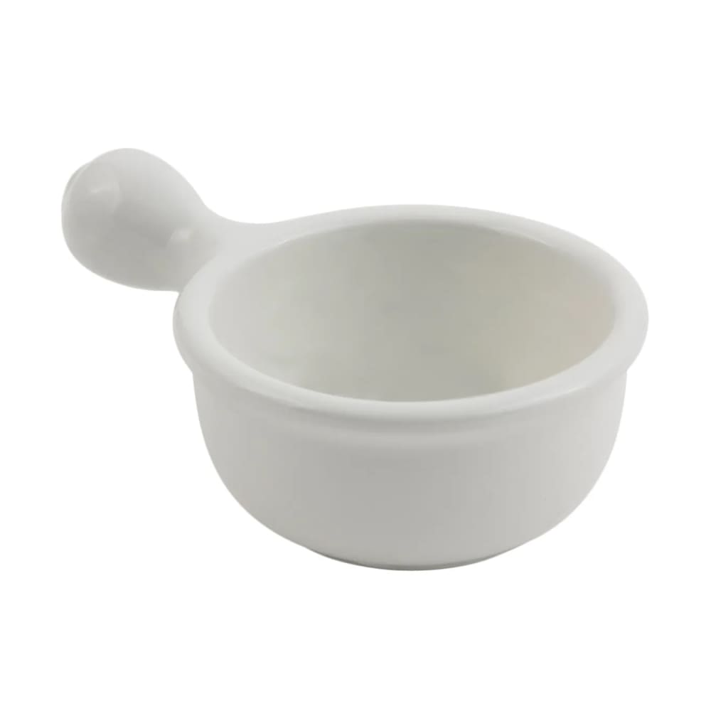 017-3011SWH 10-oz Round Soup Bowl w/ Handle, Aluminum/White