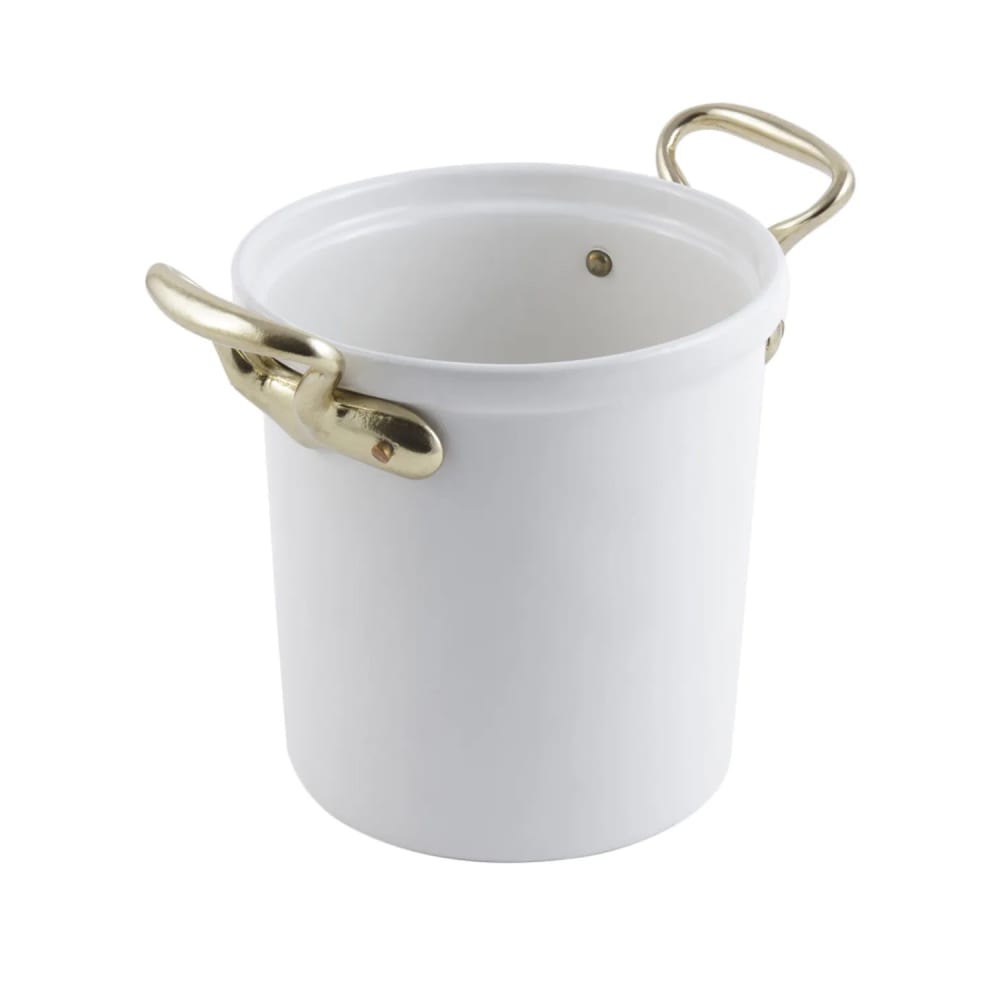 017-9203HRP 2 19/30 qt Rimmed Salad Dressing Crock, Aluminum/PewterGlo