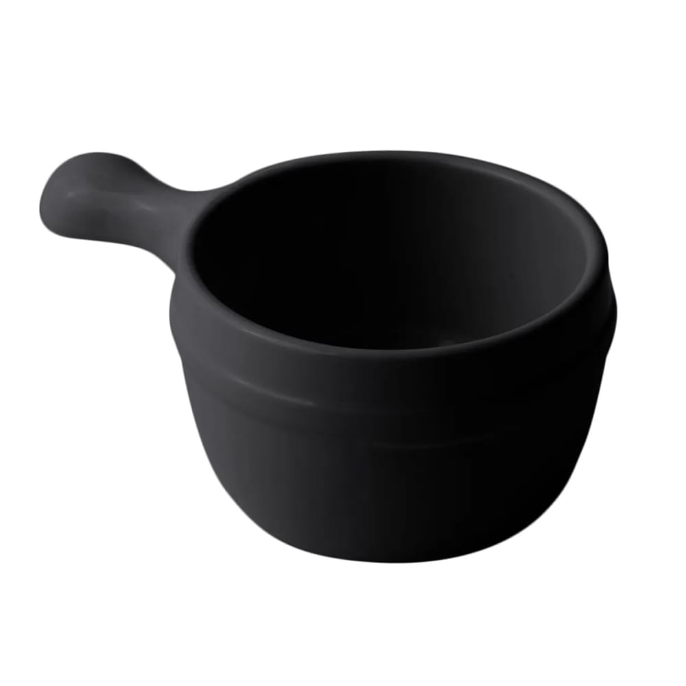 017-3025SBLK 12 oz Round Soup Bowl w/ Side Handle, 3 3/4" Round Diam, Aluminum/Black