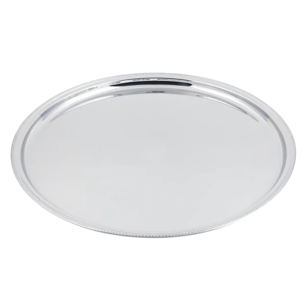 017-61333 20" Round Tray w/ Bead Border, Stainless