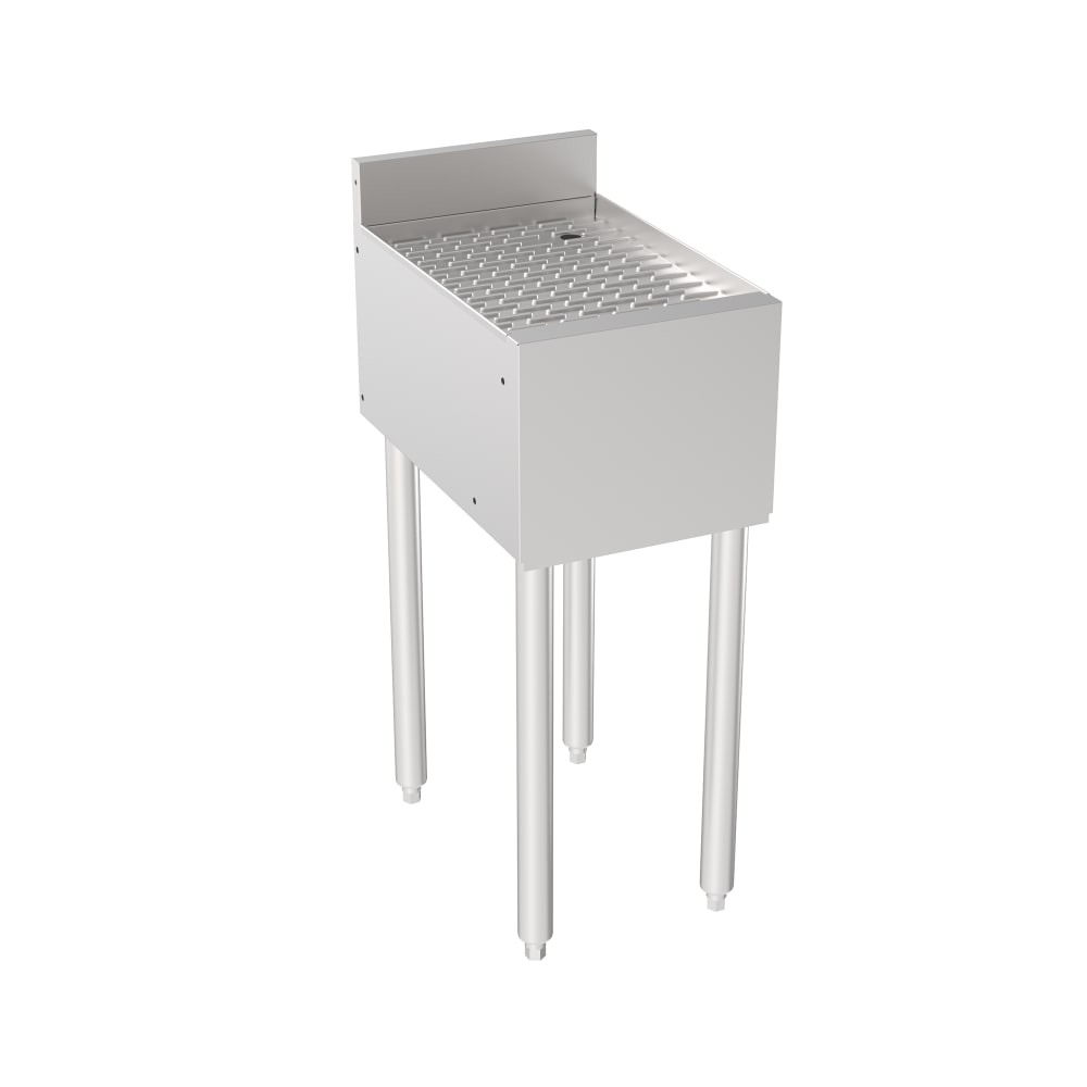 381-18GS12 Silver Series Freestanding Underbar Drainboard w/ 3" Backsplash - 12"W x 18...