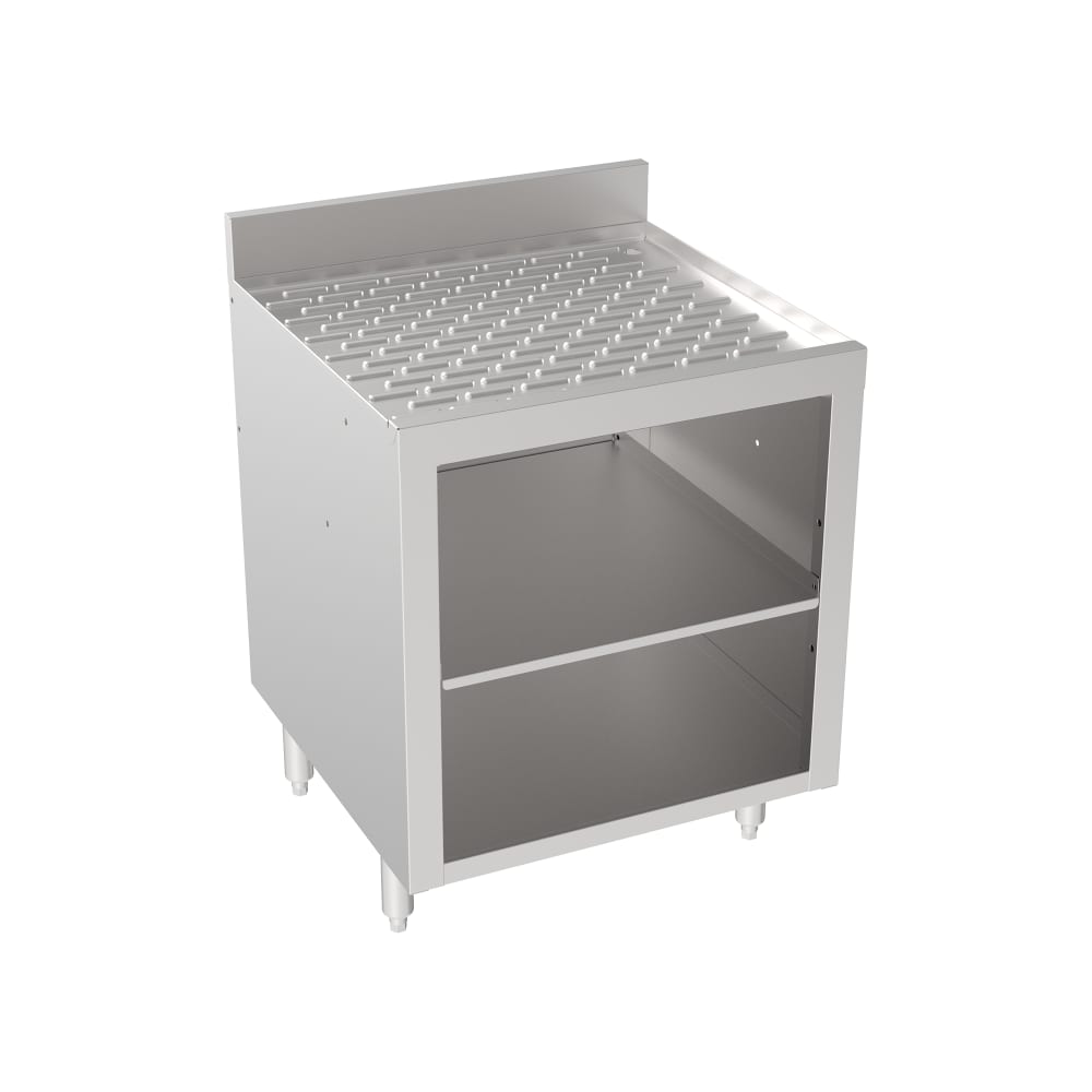 381-18GSB3 Silver Series Under Bar Glass Storage Unit - Open Base, 3" Back Splash, 24"...