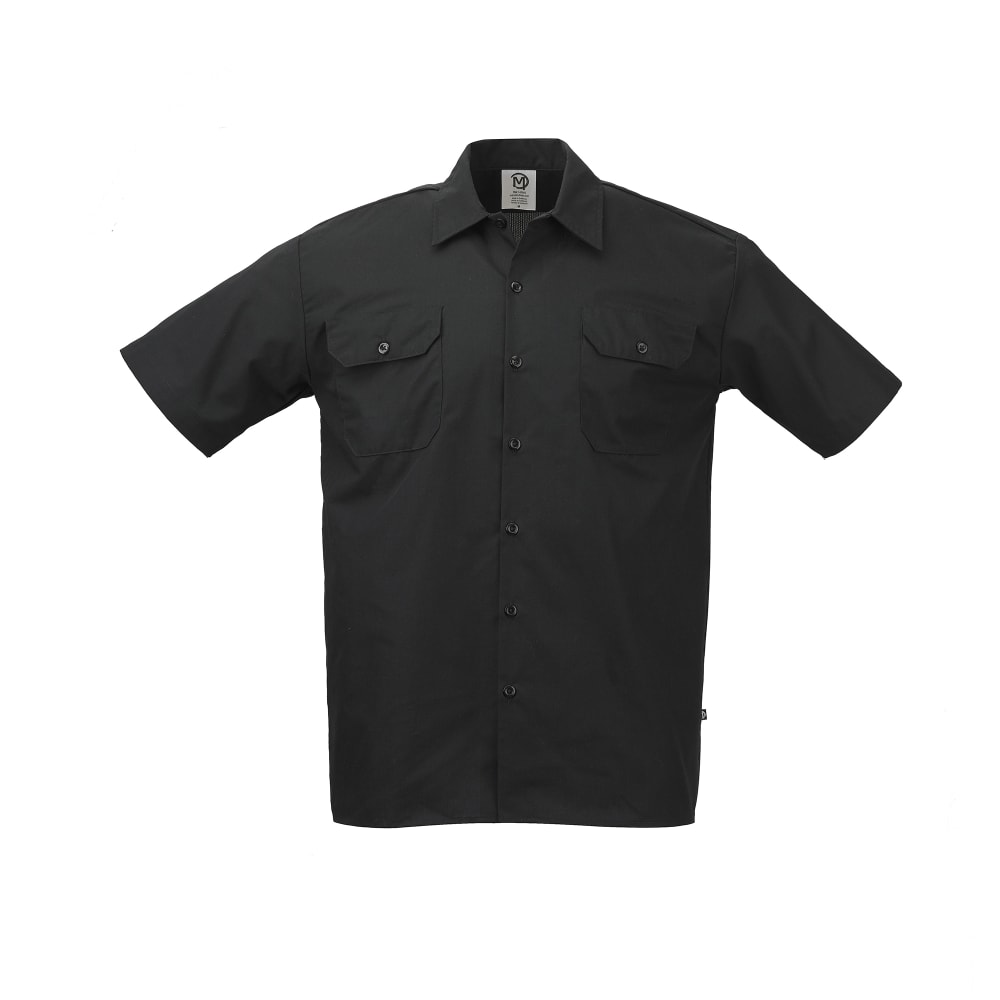 132-M60250BKL Metro Edge® Brewer Work Shirt w/ Short Sleeves - Poly/Cotton, Black, Large