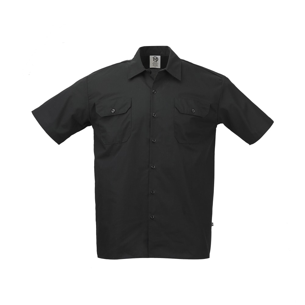 132-M60250BK3X Unisex Metro Edge® Short Sleeve Cook Shirt - 3X-Large, Black, Poly-Cotton