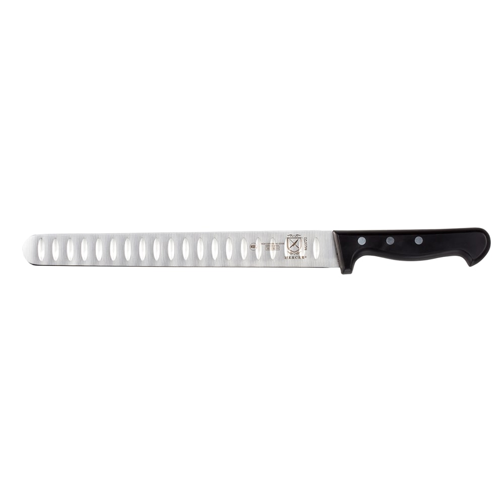 132-M23720 10" Granton Slicer Knife w/ Black Ergonomic Delrin® Handle, High-Carbon German St...