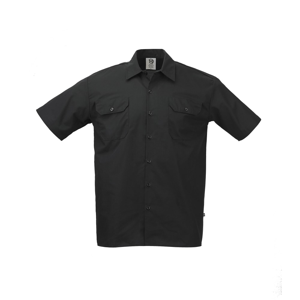 132-M60250BK2X Metro Edge® Brewer Work Shirt w/ Short Sleeves - Poly/Cotton, Black, 2X