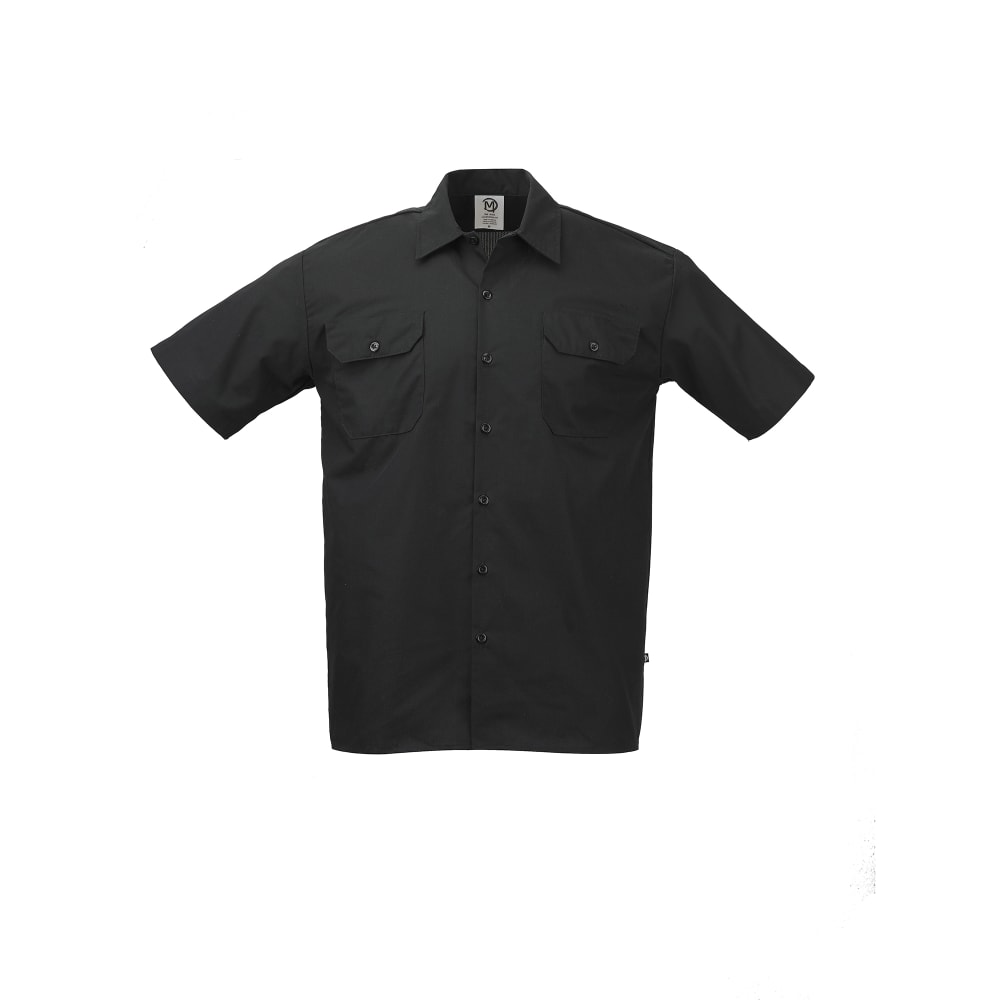 132-M60250BKM Metro Edge® Brewer Work Shirt w/ Short Sleeves - Poly/Cotton, Black, Medium