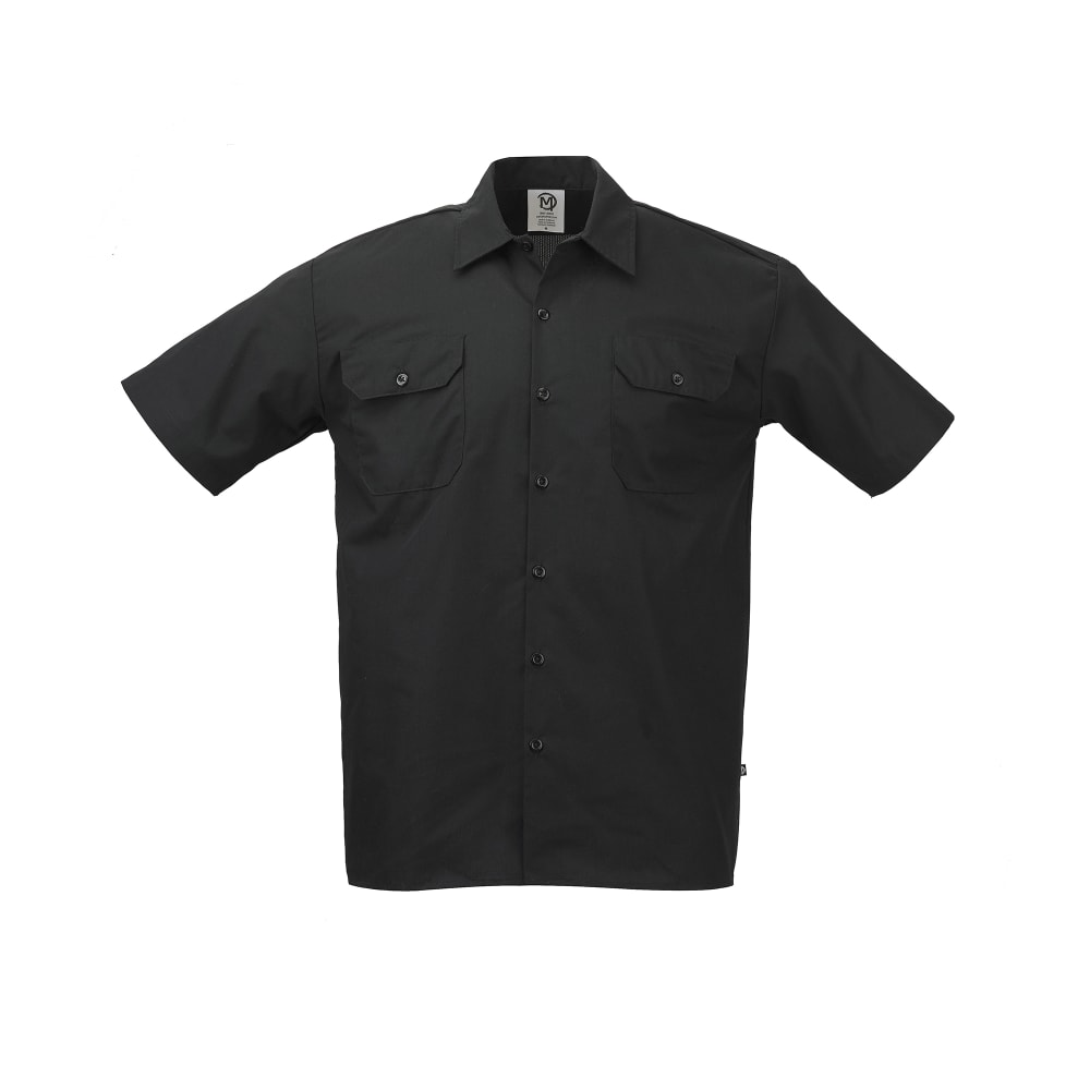132-M60250BK1X Metro Edge® Brewer Work Shirt w/ Short Sleeves - Poly/Cotton, Black, X-Large