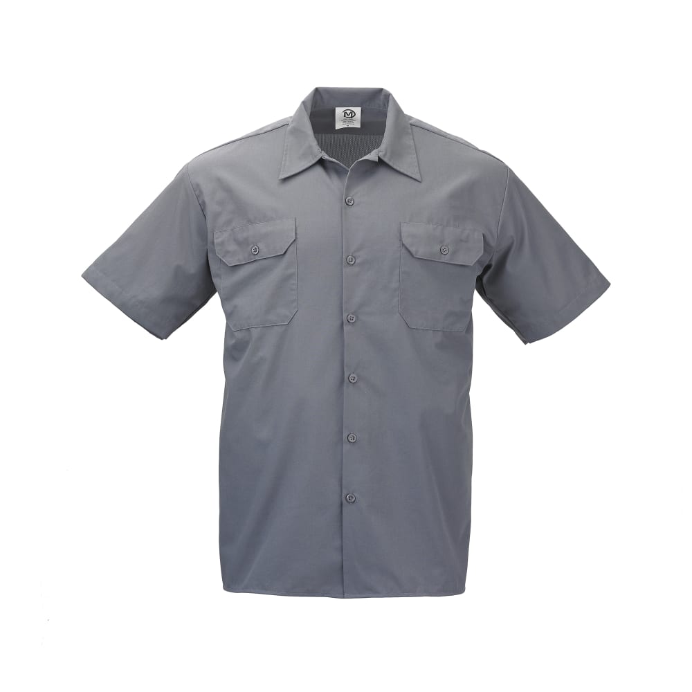 132-M60250GY3X Unisex Metro Edge® Short Sleeve Cook Shirt - 3X-Large, Gray, Poly-Cotton