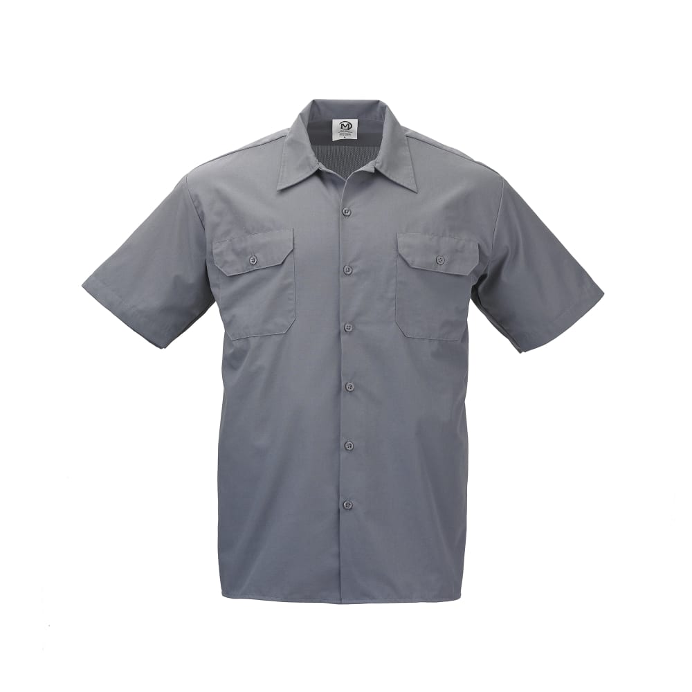 132-M60250GY5X Metro Edge® Brewer Work Shirt w/ Short Sleeves - Poly/Cotton, Gray, 5X