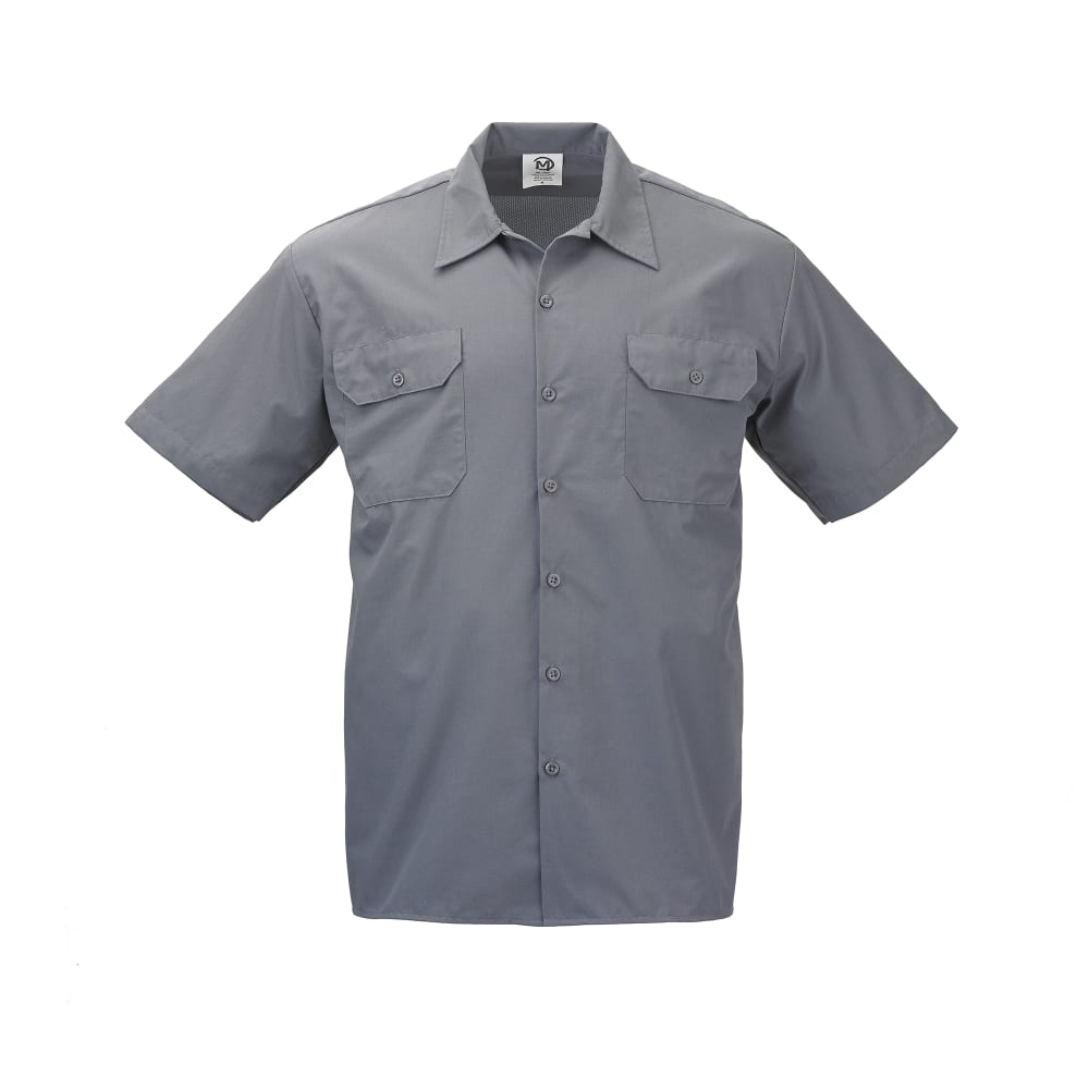 132-M60250GY1X Unisex Metro Edge® Short Sleeve Cook Shirt - X-Large, Gray, Poly-Cotton