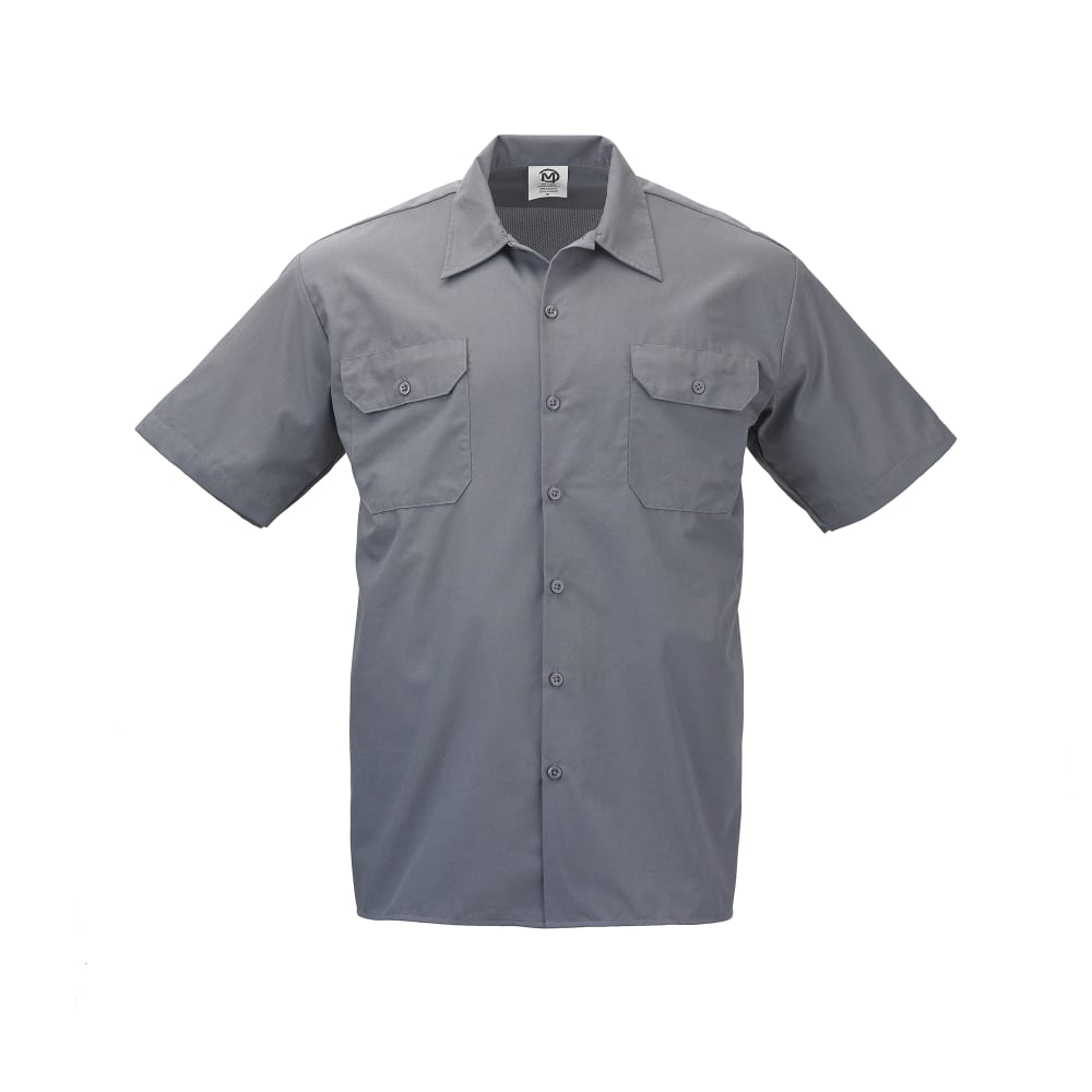 132-M60250GY4X Metro Edge® Brewer Work Shirt w/ Short Sleeves - Poly/Cotton, Gray, 4X