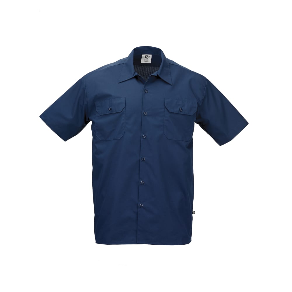 132-M60250NB2X Metro Edge® Brewer Work Shirt w/ Short Sleeves - Poly/Cotton, Navy Blue, 2X