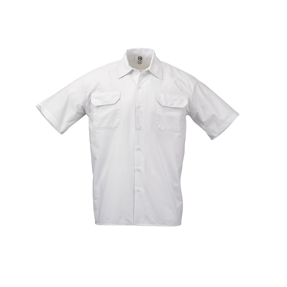 132-M60250WH2X Unisex Metro Edge® Short Sleeve Cook Shirt - 2X-Large, White, Poly-Cotton