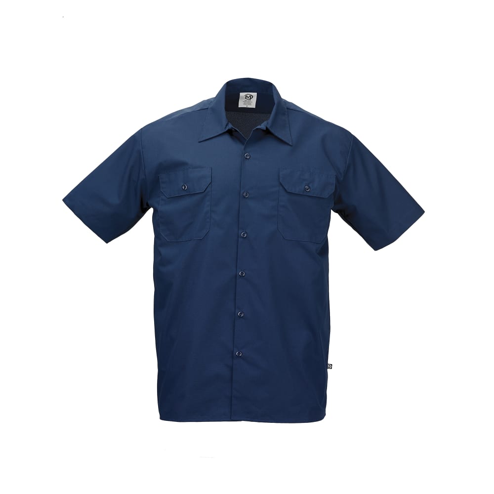 132-M60250NB3X Metro Edge® Brewer Work Shirt w/ Short Sleeves - Poly/Cotton, Navy Blue, 3X