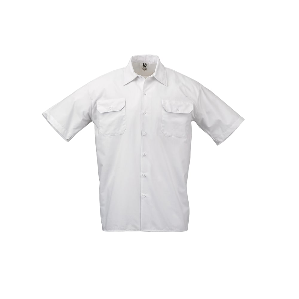 132-M60250WH3X Unisex Metro Edge® Short Sleeve Cook Shirt - 3X-Large, White, Poly-Cotton
