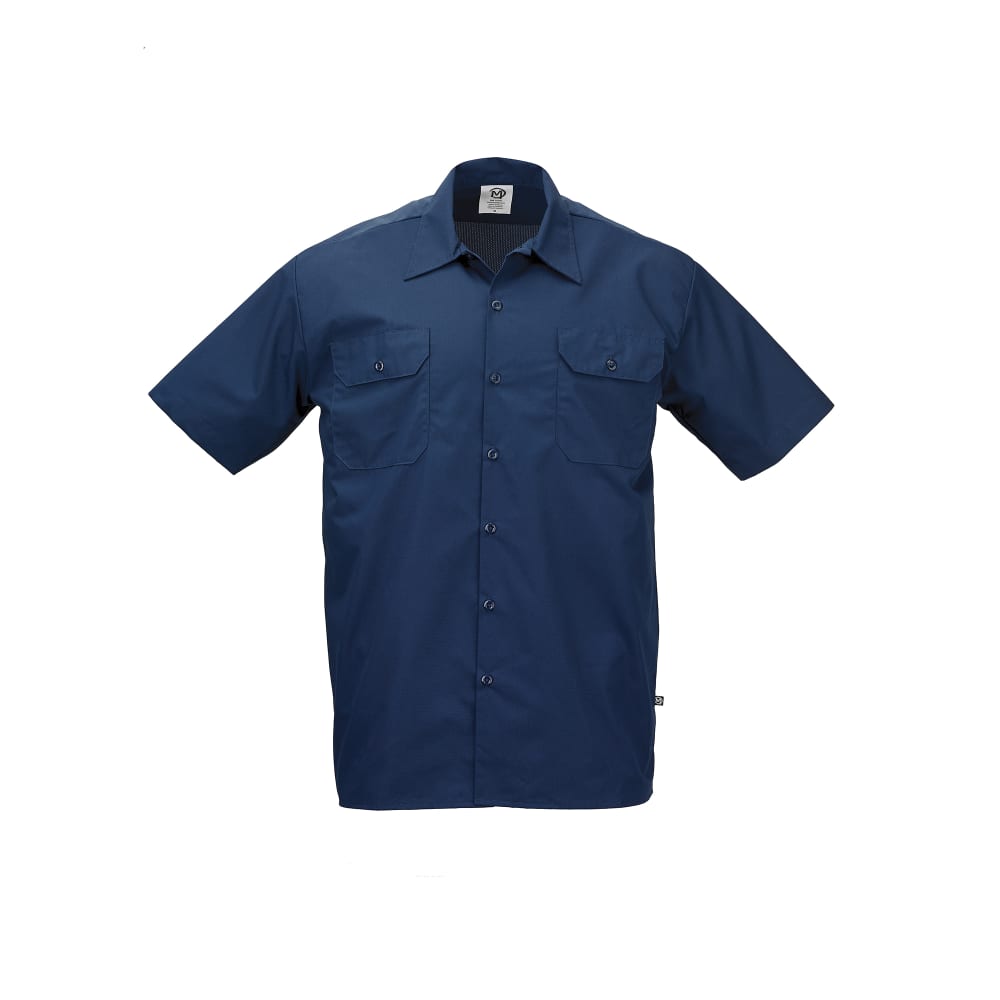 132-M60250NBXS Metro Edge® Brewer Work Shirt w/ Short Sleeves - Poly/Cotton, Navy Blue, X-Small