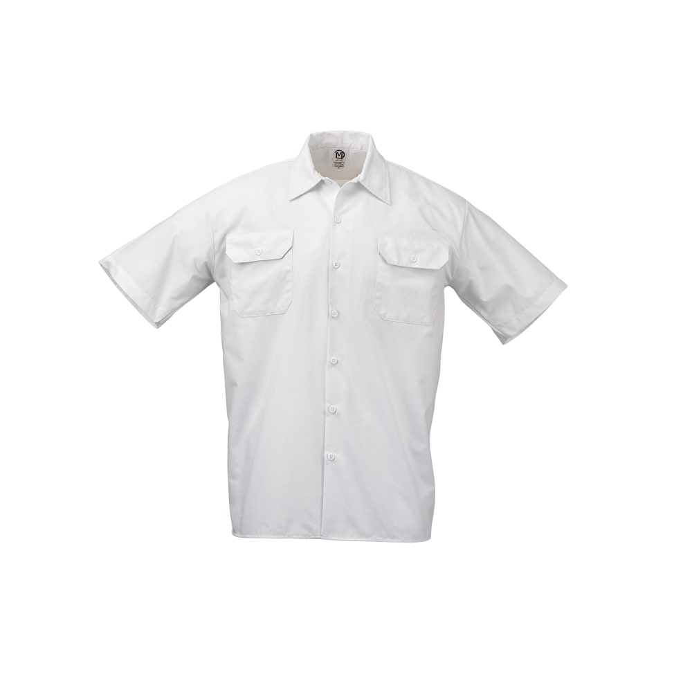 132-M60250WH4X Unisex Metro Edge® Short Sleeve Cook Shirt - 4X-Large, White, Poly-Cotton