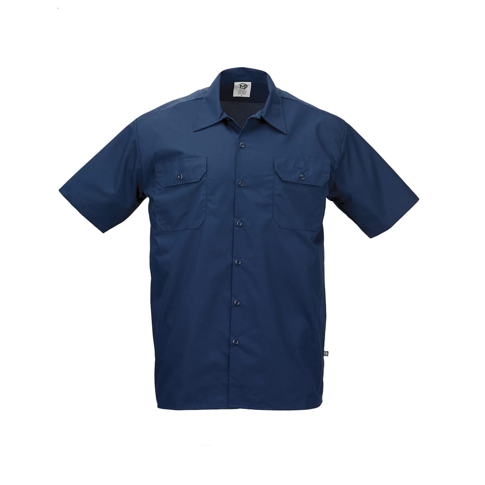 132-M60250NB5X Unisex Metro Edge® Short Sleeve Cook Shirt - 5X-Large, Navy Blue, Poly-Cotton