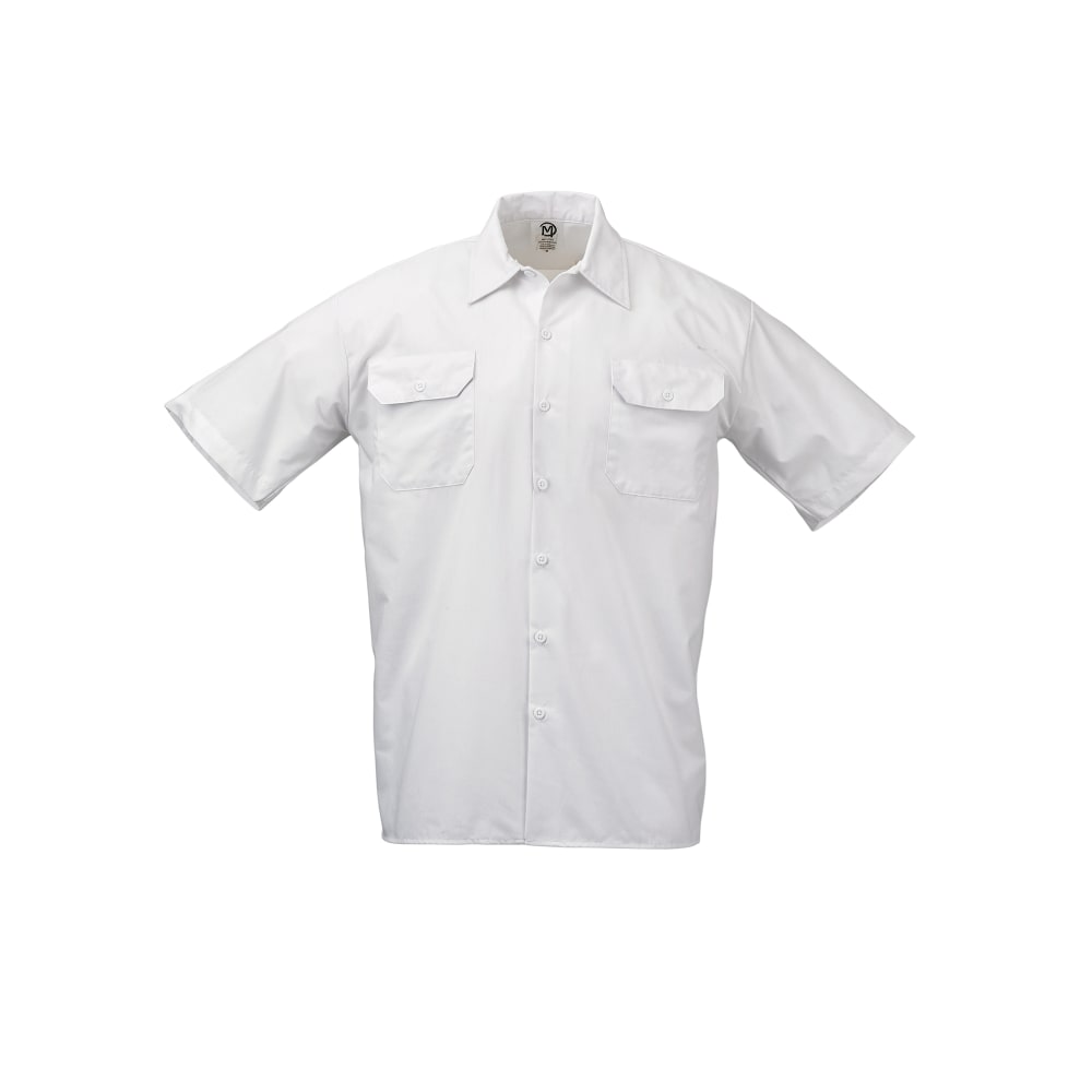 132-M60250WHL Unisex Metro Edge® Short Sleeve Cook Shirt - Large, White, Poly-Cotton