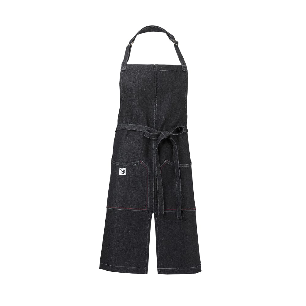 132-M63203BKD Bib Apron - 34" x 30", Cotton, Black