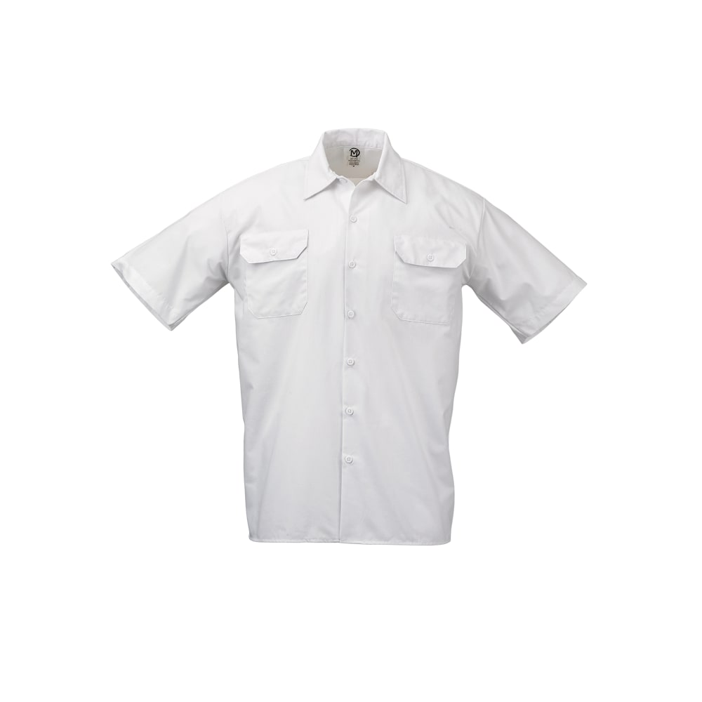 132-M60250WHXS Unisex Metro Edge® Short Sleeve Cook Shirt - X-Small, White, Poly-Cotton